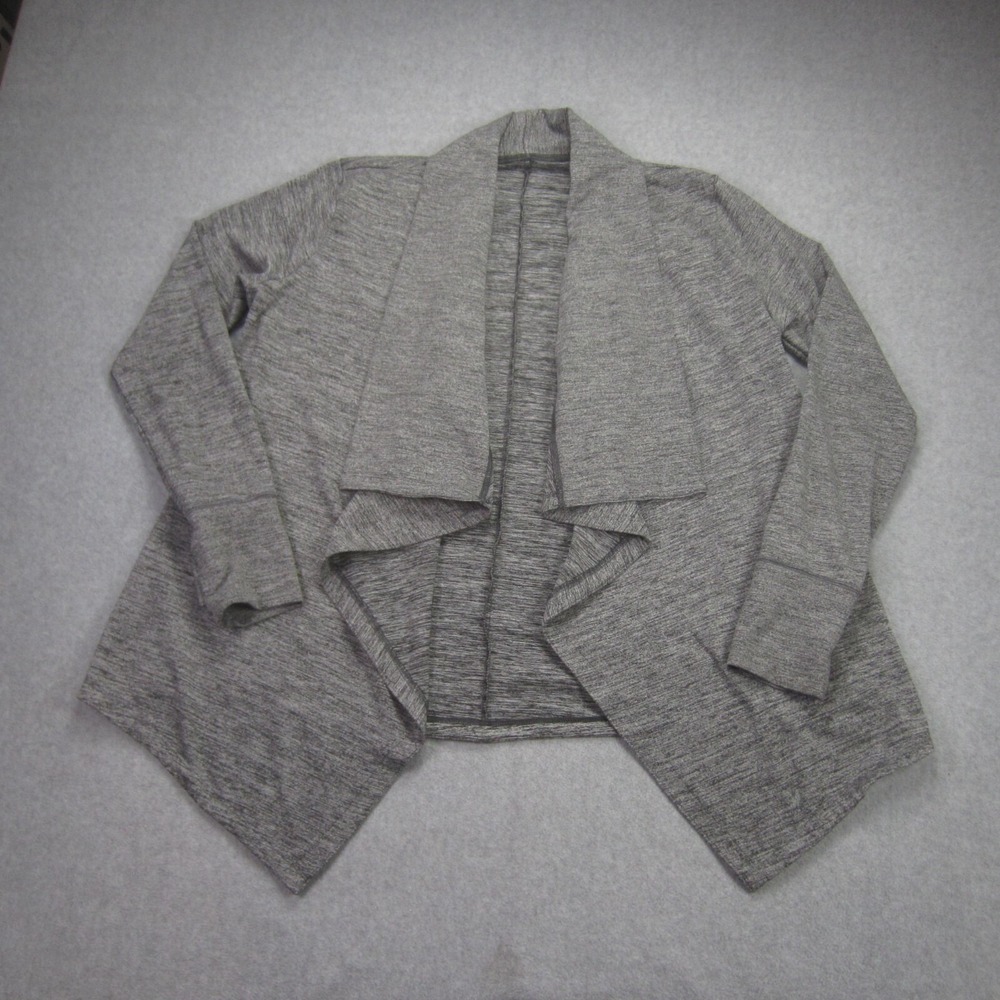 Nike‎ Cardigan Womens M Gray Yoga Draped Open Front Dri-FIT Sweater Jacket Knit